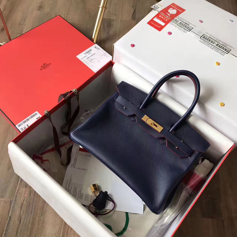 愛馬仕 Hermes Birkin系列 鉑金包 純手工定制版 30cm epsom皮手掌紋 藍色