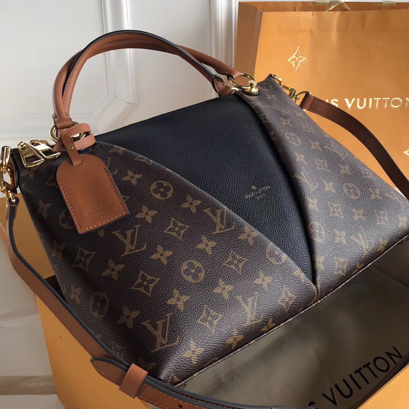 M43948 LV V Tote MM手袋 LV Monogram帆布老花女包 LV女包 黑色