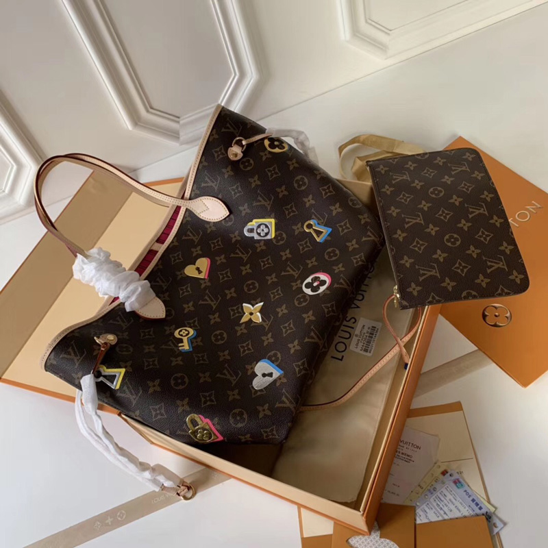 M44364 LV NEVERFULL 中號(hào)手袋 Love Locks2019情人節(jié)限定系列 LV購(gòu)物袋