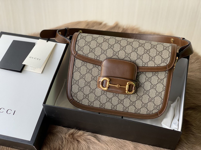 602204 Gucci 1955馬銜扣肩背包 Gucci馬鞍包 烏木色