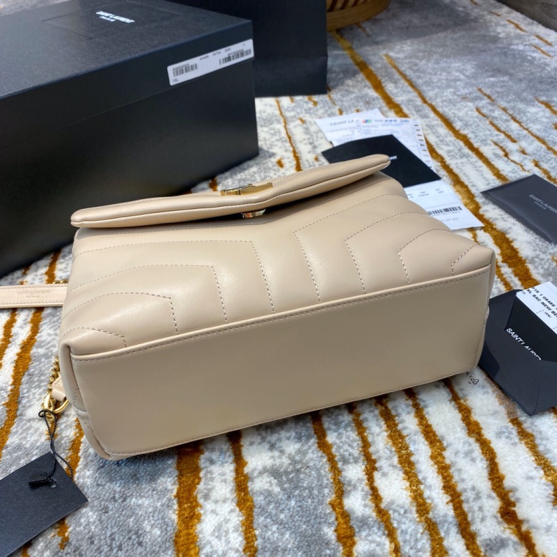 494699 YSL圣羅蘭 Saint Laurent LOULOU小號“Y”型絎縫皮革手袋 杏色金扣