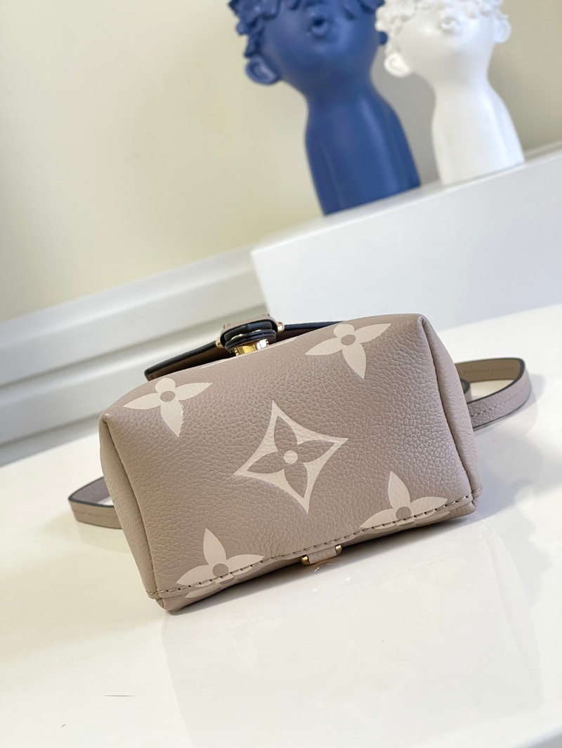 M45764 LV TINY 雙肩包 Monogram 涂層帆布女士背包 杏色