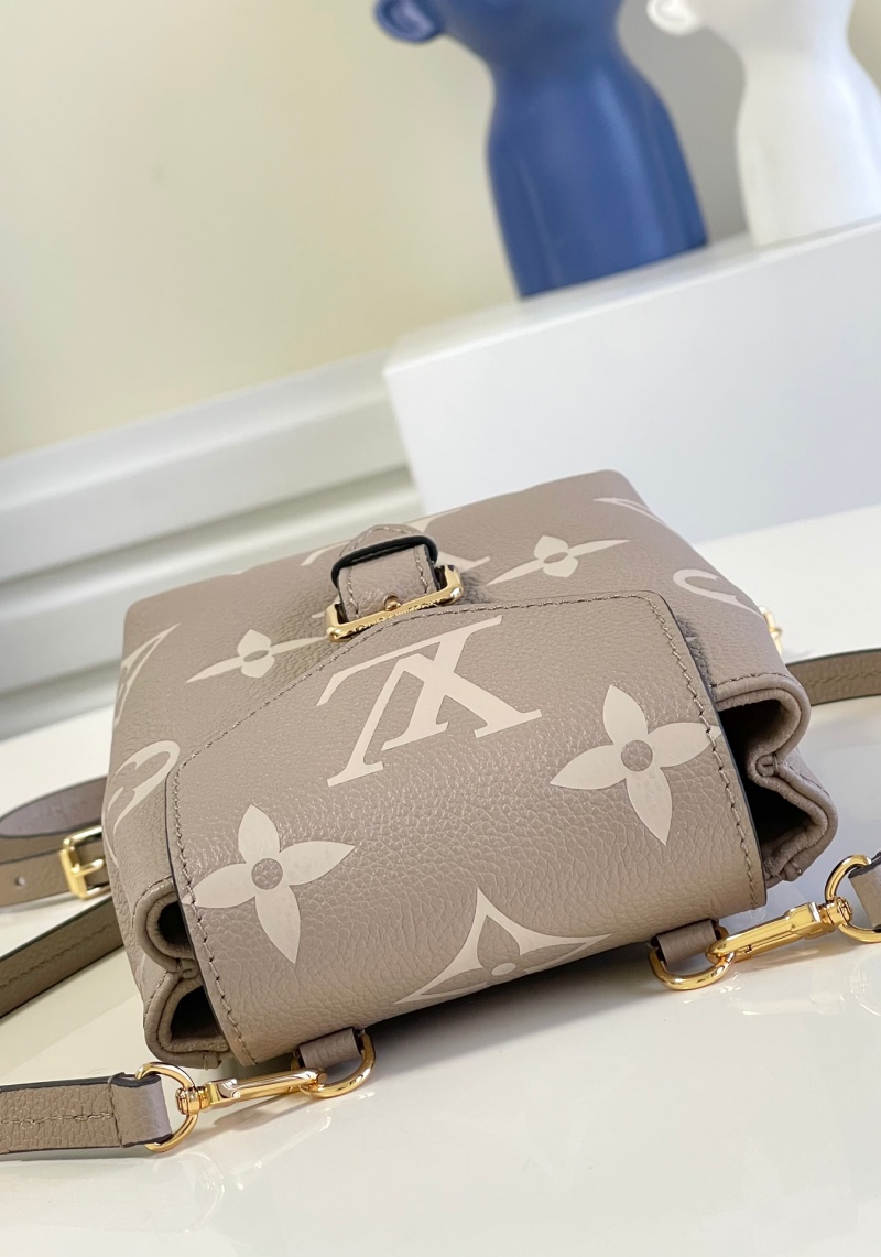 M45764 LV TINY 雙肩包 Monogram 涂層帆布女士背包 杏色