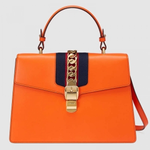 431665 GUCCI Sylvie ϵ�� Ƥ�� ������米�� ��ɫ