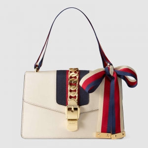421882 GUCCI Sylvie ϵ�� �����b� Ƥ�� �米�� ��ɫ