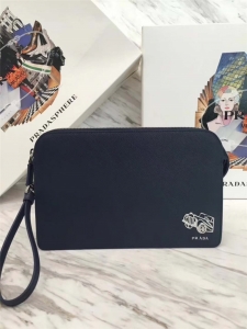 2VF056 Prada�����_(d��) �¿�܇�� ԭ�SƤ ��ʿ ���ð� ���{(l��n)ɫ