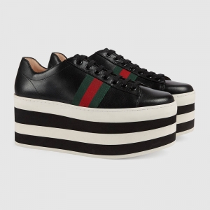 476783 GUCCI �ڰ�ɫ�l�y��ˮ�_ �_������ Ƥ�� �\��Ь ��ɫ