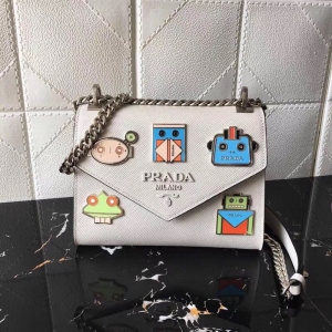 1BD127 Prada�����_ Monochrome ʮ�ּyţƤ �ŷ�朗l�� ��ɫ