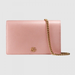 497985 GUCCI���Y  GG Marmontϵ�� ����朗l Ƥ���ִ� �\��ɫ