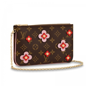 M63905 LV POCHETTE DOUBLE ZIP 朗l�X�A Blooming Flowers ϵ�� �p��朴�Ů��