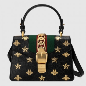 470270 Gucci Sylvieϵ���۷�����Ƥ�������ִ� ���YŮ�� ��ɫ