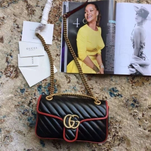 443497 Gucci�ִ� GG Marmont б�y�W�pƤ�� С̖ Gucci�米�� ��ɫ