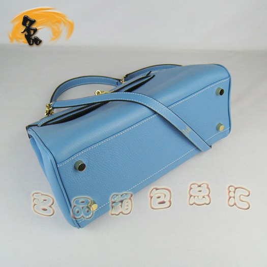 6108 Hermes經典款 淺藍色荔枝紋手提包 Hermes女士斜挎包 Hermes Kelly 凱莉包