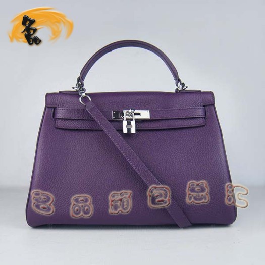 6108 Hermes Kelly Bag 凱莉包 Hermes最新款 紫色荔枝紋 時(shí)尚牛皮女士 斜挎手提包