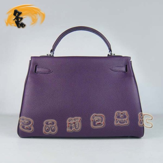6108 Hermes Kelly Bag 凱莉包 Hermes最新款 紫色荔枝紋 時(shí)尚牛皮女士 斜挎手提包