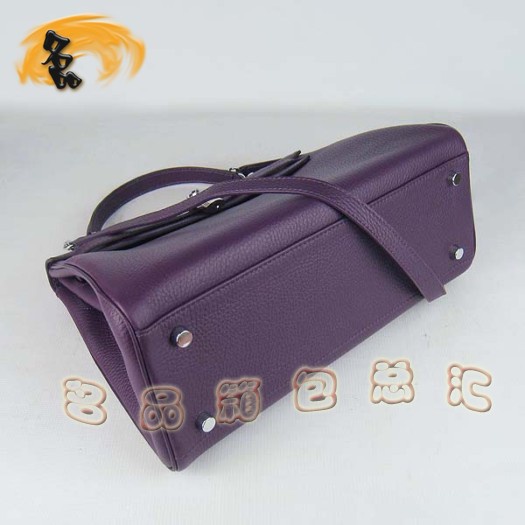 6108 Hermes Kelly Bag 凱莉包 Hermes最新款 紫色荔枝紋 時(shí)尚牛皮女士 斜挎手提包