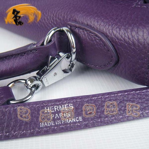 6108 Hermes Kelly Bag 凱莉包 Hermes最新款 紫色荔枝紋 時(shí)尚牛皮女士 斜挎手提包