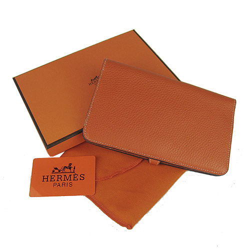 Hermes經(jīng)典款 橙色荔枝紋牛皮 錢包 Hermes時(shí)尚女包 愛馬仕長(zhǎng)款錢包
