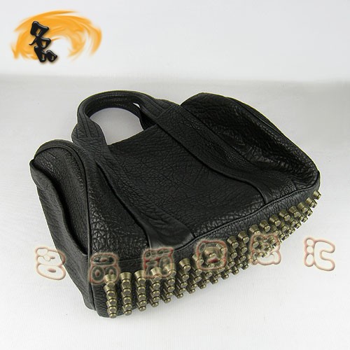 63460 熱賣新款明星酷炫 Alexander Wang/亞利山大王 柳釘手提包 黑色