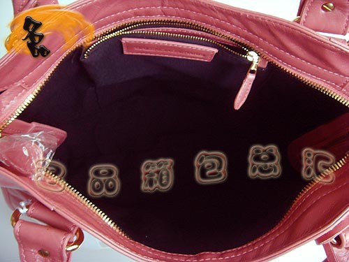 084332B BALENCIAGA最新款 粉紅色牛皮斜挎包 巴黎世家機車包 時尚女士 手提包