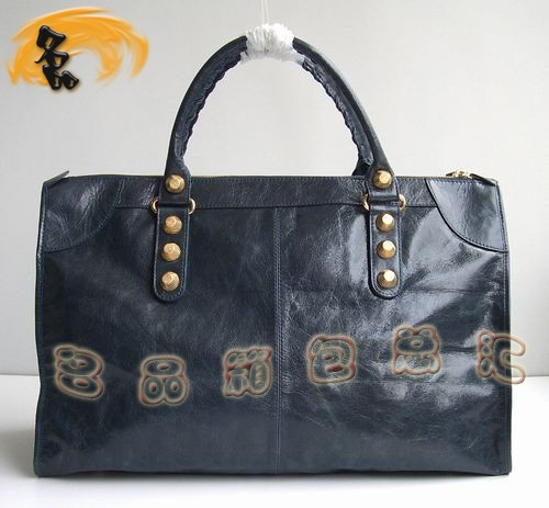 084334B 經(jīng)典款寶藍(lán)色牛皮時尚女包 BALENCIAGA巴黎世家 機(jī)車包 手提包