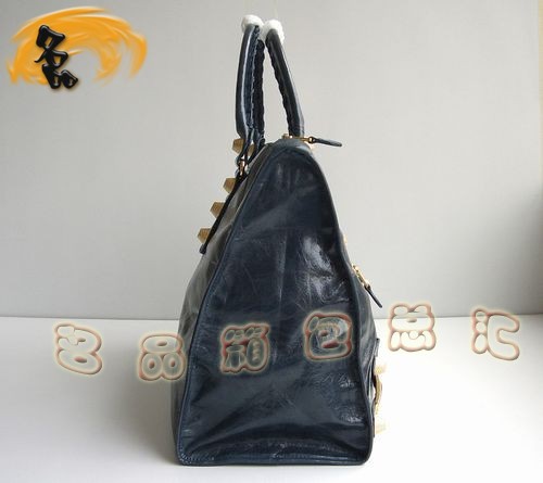 084334B 經(jīng)典款寶藍(lán)色牛皮時尚女包 BALENCIAGA巴黎世家 機(jī)車包 手提包