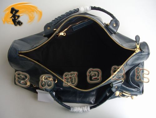 084334B 經(jīng)典款寶藍(lán)色牛皮時尚女包 BALENCIAGA巴黎世家 機(jī)車包 手提包