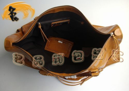 084334 BALENCIAGA巴黎世家 新款淺啡色牛皮時尚女士手提包 經典款機車包