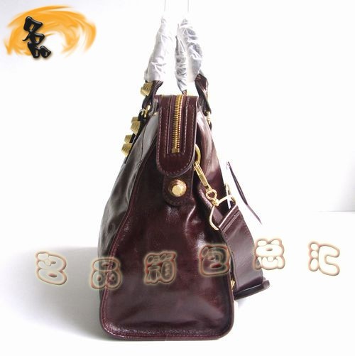 084338B BALENCIAGA經(jīng)典款機(jī)車包 巴黎世家熱賣 深啡色牛皮女士手提包