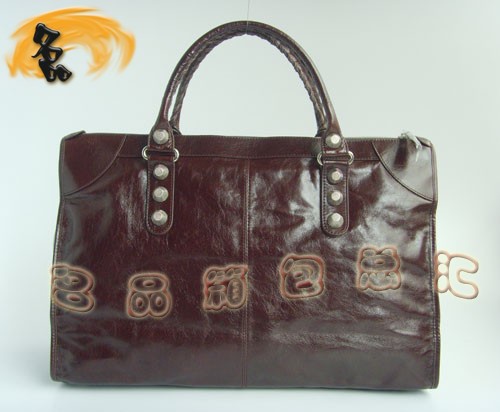 084334A 超A1:1品質(zhì) 巴黎世家經(jīng)典款機(jī)車包 BALENCIAGA啡色時尚牛皮女士手提包