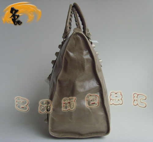 084334A 經(jīng)典款女士手提包 巴黎世家時(shí)尚灰色牛皮女士手挽包 BALENCIAGA機(jī)車(chē)包