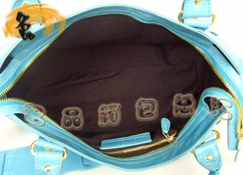 084332B BALENCIAGA最新款 天藍色牛皮女士休閑手提包 經典款機車包 女士斜挎包