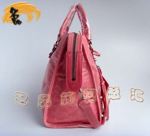 084332 新款粉紅色牛油皮女包 BALENCIAGA 巴黎世家 機車包 時尚女士手提/斜挎包