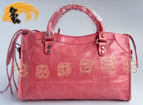 084332 新款粉紅色牛油皮女包 BALENCIAGA 巴黎世家 機車包 時尚女士手提/斜挎包