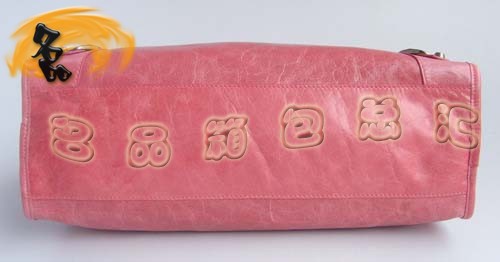 084332 新款粉紅色牛油皮女包 BALENCIAGA 巴黎世家 機車包 時尚女士手提/斜挎包