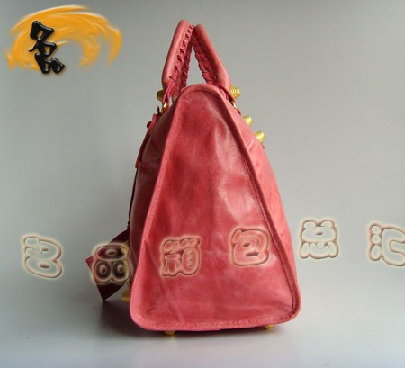 084324B BALENCIAGA 巴黎世家 機車包 時尚手提包 巴黎世家粉紅色女包