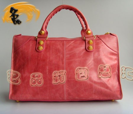 084324B BALENCIAGA 巴黎世家 機車包 時尚手提包 巴黎世家粉紅色女包