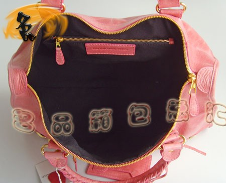 084324B BALENCIAGA 巴黎世家 機車包 時尚手提包 巴黎世家粉紅色女包