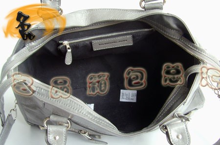 084328A 新款灰色牛皮時(shí)尚女包 BALENCIAGA經(jīng)典機(jī)車(chē)包 巴黎世家流行女包