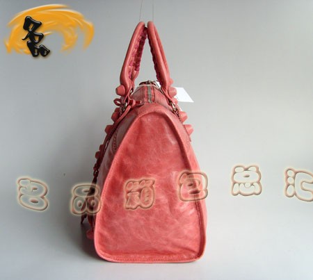 084824 巴黎世家 最新款花邊經(jīng)典女士手提包 BLENCIAGA粉紅色牛皮時尚機車包