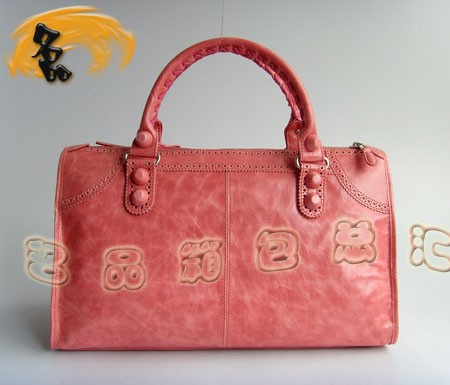 084824 巴黎世家 最新款花邊經(jīng)典女士手提包 BLENCIAGA粉紅色牛皮時尚機車包