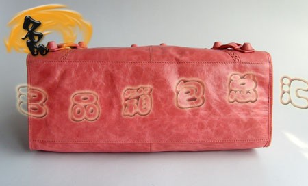 084824 巴黎世家 最新款花邊經(jīng)典女士手提包 BLENCIAGA粉紅色牛皮時尚機車包