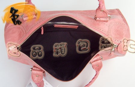 084824 巴黎世家 最新款花邊經(jīng)典女士手提包 BLENCIAGA粉紅色牛皮時尚機車包