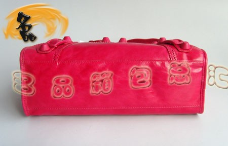 084832 新款桃紅色高檔牛皮時尚女包 BLENCIAGA 手提/斜挎包 巴黎世家機車包