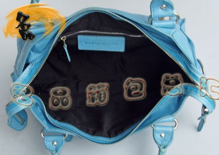 084332A BLENCIAGA藍色牛皮時尚女士手提包 巴黎世家機車包 BLENCIAGA斜挎包