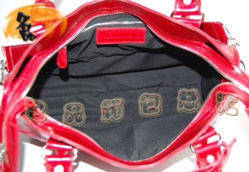 084332 BLENCIAGA新款紅配紫色牛皮編織手提包 巴黎世家機車包 經典款斜挎包