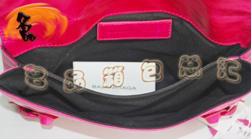 084351 巴黎世家經典晚宴包 BLENCIAGA新款桃紅色牛皮花邊時尚女士手拿包