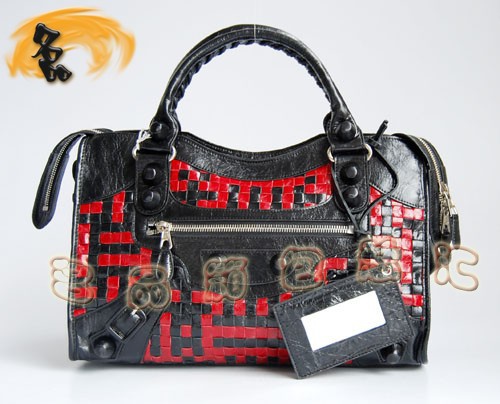 084832 BLENCIAGA新款牛皮編織女士手提包 巴黎世家斜挎包 BLENCIAGA機車包