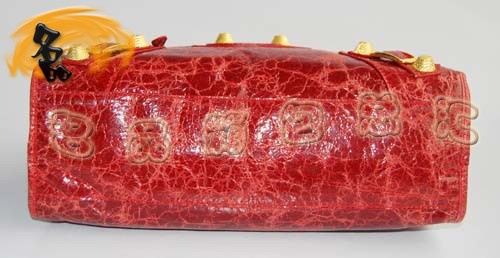 084332B 巴黎世家斜挎包 新款紅色牛皮寶石紋女士手提包 BALENCIAGA 機車包