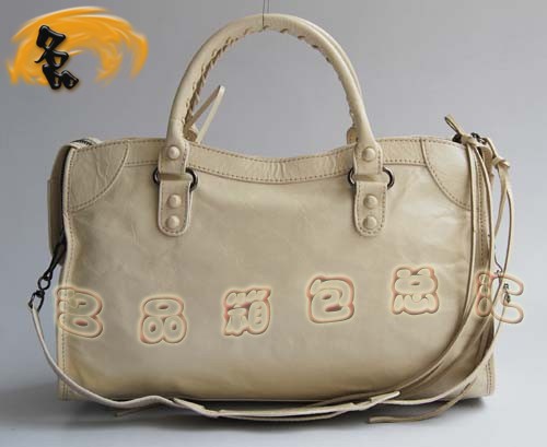 084332 正品品質(zhì) BLENCIAGA米白色牛皮時(shí)尚女士斜挎包 巴黎世家機(jī)車包 手提包